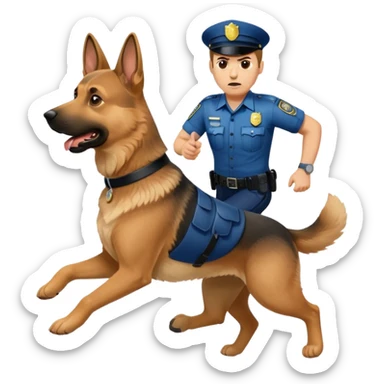 Police with dog is angry and police is running sticker