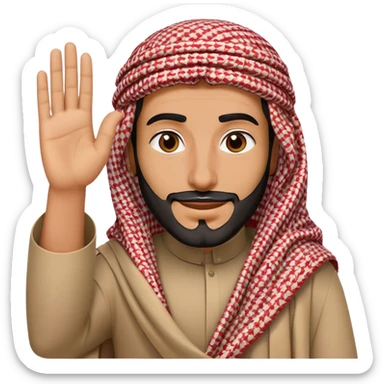 Saudi man with a red shemagh, waving sticker