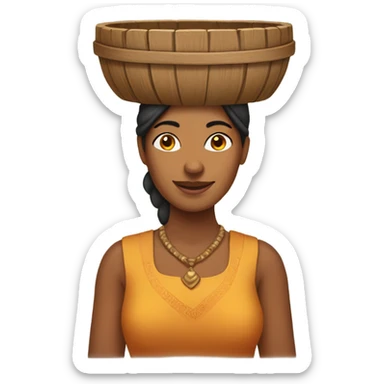 Indian woman wearing a wooden bucket on her head sticker