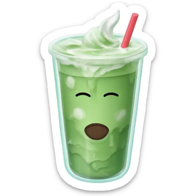 Iced matcha latte in a y2k wavy clear glass sticker