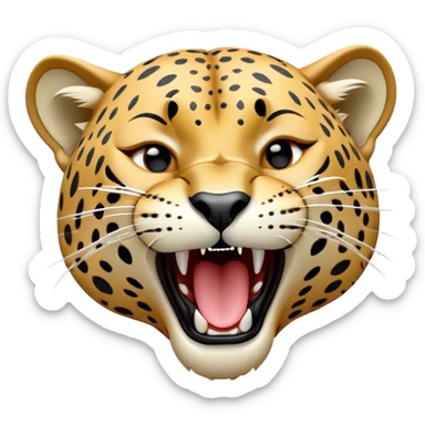 cinematic-realistic-yawning-jaguar-portrait-emoji,-head-tilted-slightly-with-a-dramatic,-wide-open-yawn,-showcasing-a-lithe,-graceful-build-with-distinctive-rosette-patterns-and-sleepy,-half-closed-eyes,-simplified-yet-irresistibly-adorable sticker