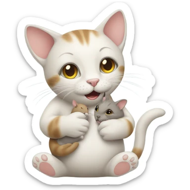 Cat holding mouse sticker