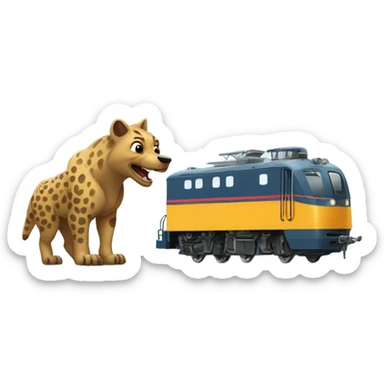 Strong locomotive Train handshaking hyena sticker