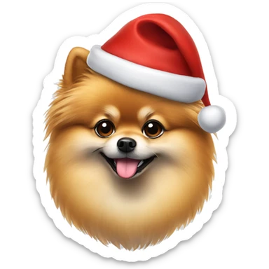 Pomeranian with Santa hat sticker