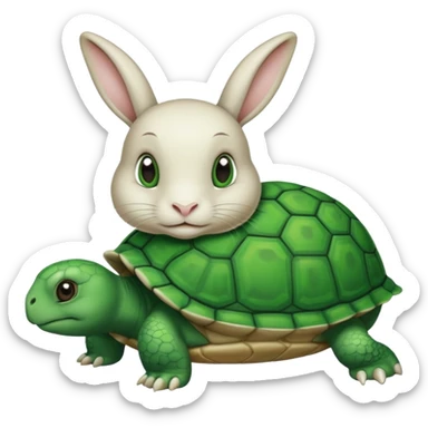  lapin qui a les yeux fermés et la tortu qui mange de la letu sticker
