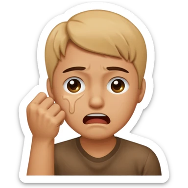 Crying with fist on face sticker