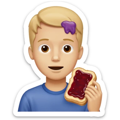 Boy eating peanut butter and jelly sandwich  sticker