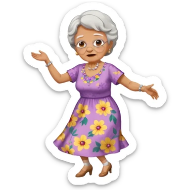 A grandma trying to to do a dance but breaks her neck and back really bad  sticker