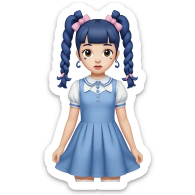 Melanie Martinez with split her ponytails with the k-12 dress sticker