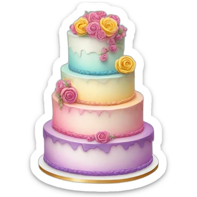 Colorful wedding cake sticker