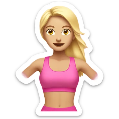 blonde woman working out in pink sticker