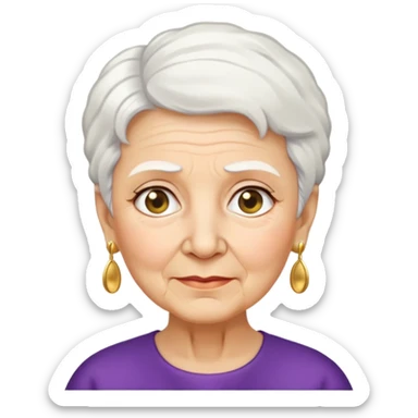 Una abuela italiana blanca con cabello corto blanco y aretes de oro  sticker