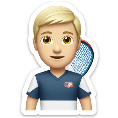 white boy with short straight hair playing padel sticker