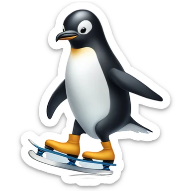 Ice skating penguin sticker