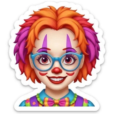 female Clown with glasses sticker
