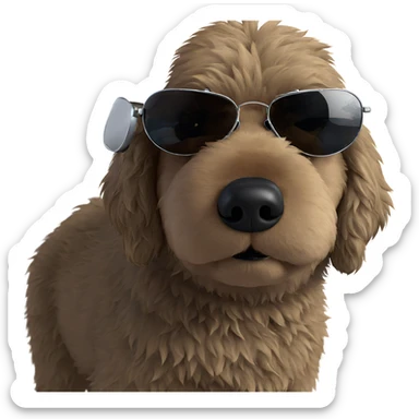 fluffy dog in aviator sunglasses sticker
