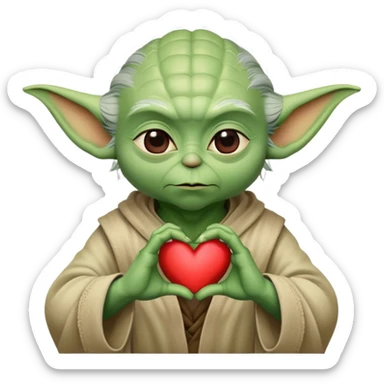 Yoda do a heart with his hands sticker