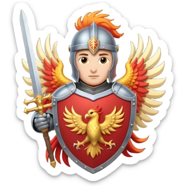 Knight with shield and sword.  Shield has a phoenix on it sticker