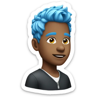 Blue haired boy white low taper fade sticker