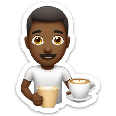 asina guy with t-shirt saying “smietanka” drinking a cappuccino with cream sticker