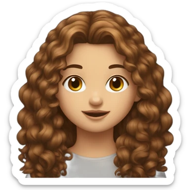 Une jeune fille cheveux brun bouclé yeus marron sticker
