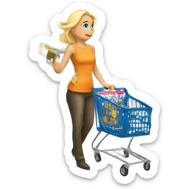 blonde grocery shopping sticker