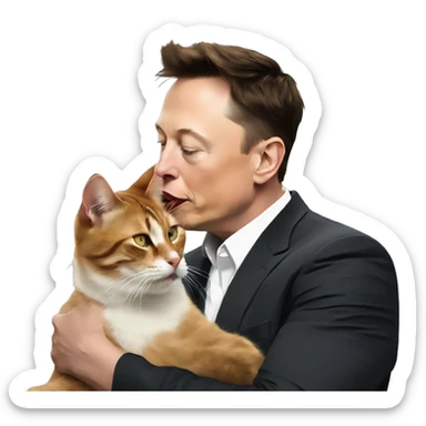 Elon musk kissing a cat sticker