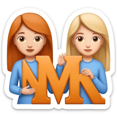 Create two letters, N and Y, in the shape of sisters.  sticker