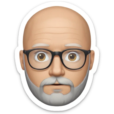 Hola... Quisiera crear un emoji de un pelado blanco con lentes y barba, aproximadamente de 40 años, quiero aclarar, que no tiene canas sticker