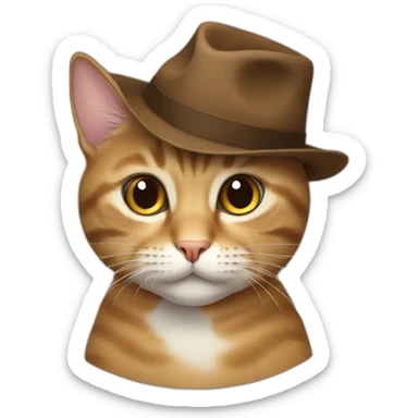 cat with a brown hat sticker