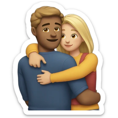 Couple hugging each other sticker