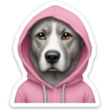 sad grey stafford with pink hoodie sticker