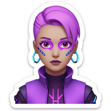 neutre gender neon cyberpunk light purple, I don't want you to use props, não utilizar óculos sticker
