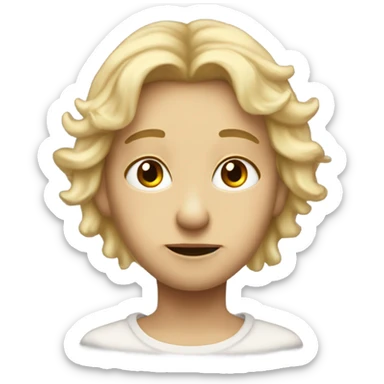 Dirty narrow older angel face with blonde hair and broken halo sticker