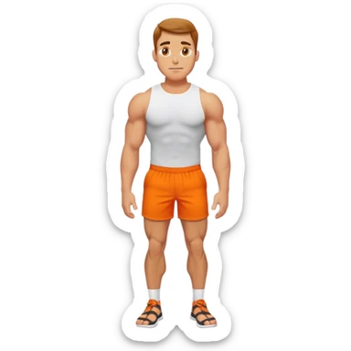 calves muscles male wearing orange shorts sticker