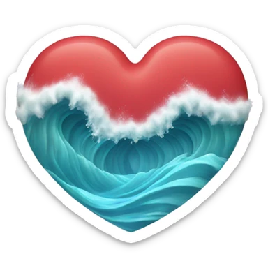 3d heart shape sea wave sticker
