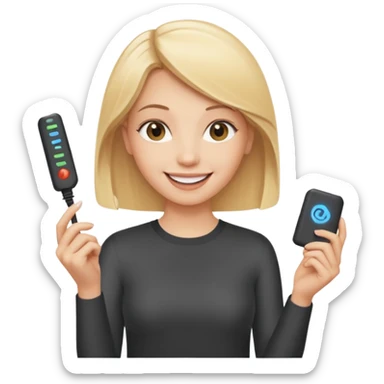 mujer  joven rubia con modem de internet sticker