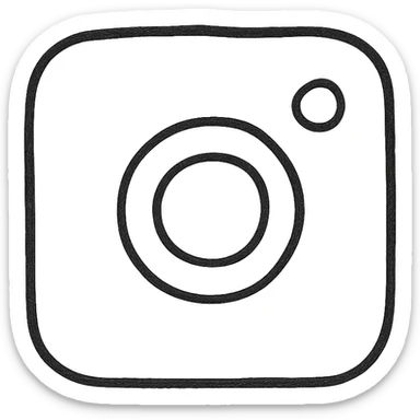 Instagram icon, hand drawn, no fill, simple and clean sticker