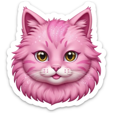 pink cat with glitter winking its right eye sticker