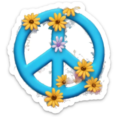 Hippie peace sign flowers  sticker