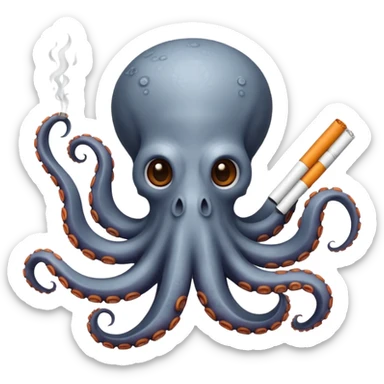 Octopus holding eight cigarettes sticker