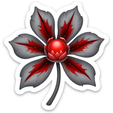 Grey creepy flower with red and blood on inside sticker