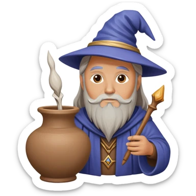 Wizard painting a clay vase sticker