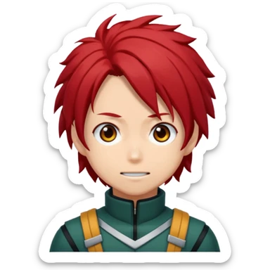 Oh My hero academy character with black and red hair  sticker