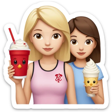 girl with blonde hair, girl with brown hair, girl with dark brown hair at Chick-fil-A  sticker