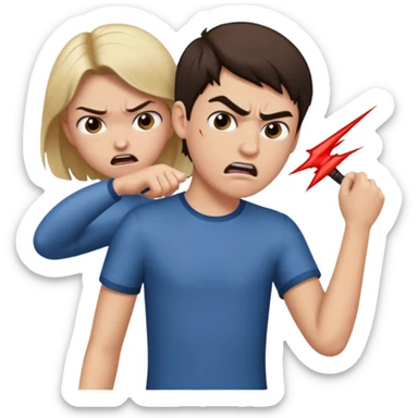 Boy getting whipped by girl sticker