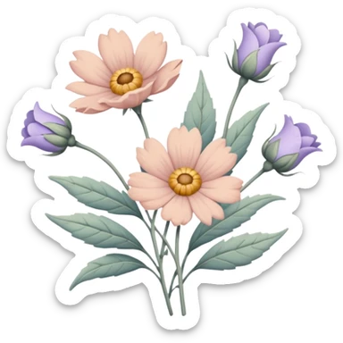 Vintage flowers sticker