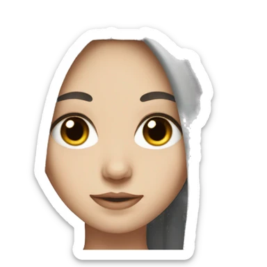 White girl with black long hair and brown eyes sticker