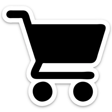 shopping cart icon, monochrome, geometric, app icon style sticker