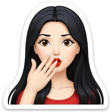 woman with long black hair blowing kisses sticker